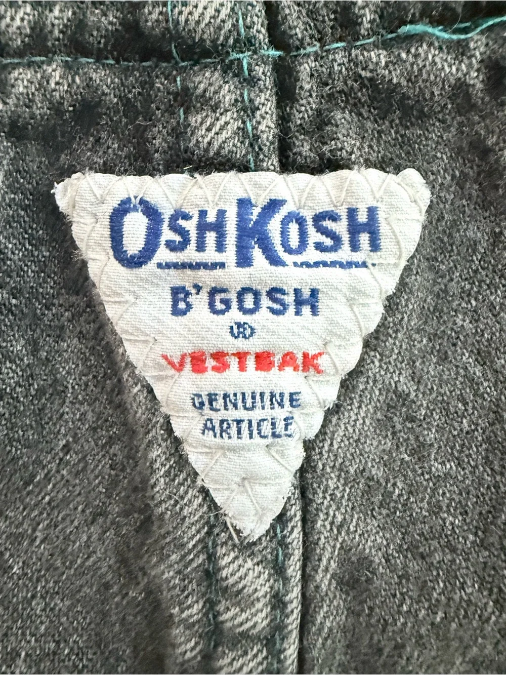 Vintage Oshkosh 80s Overalls Black Wash with Plaid Appliqué & Lining size 3T